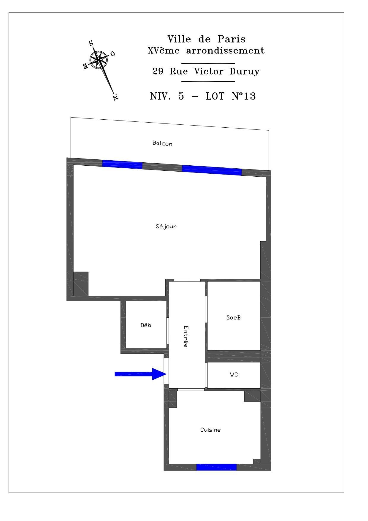 Lumineux studio de 35m² – Balcon avec vue dégagée dans le 15ème